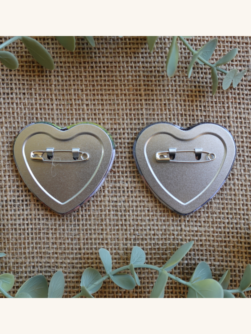 Heart Shaped Custom Photo Pinback Buttons (Set of 6)