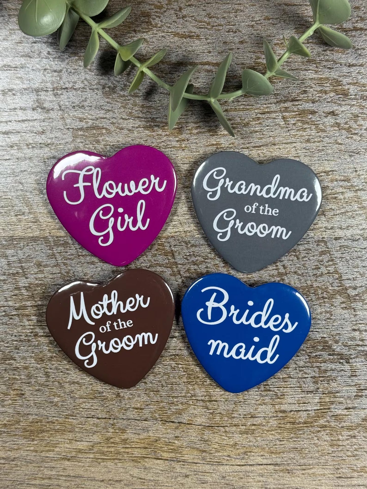 Heart Wedding Party Pins