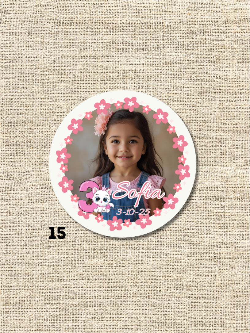 2.5" Round Custom Photo Pins Bulk Order - Minimum 30 pcs
