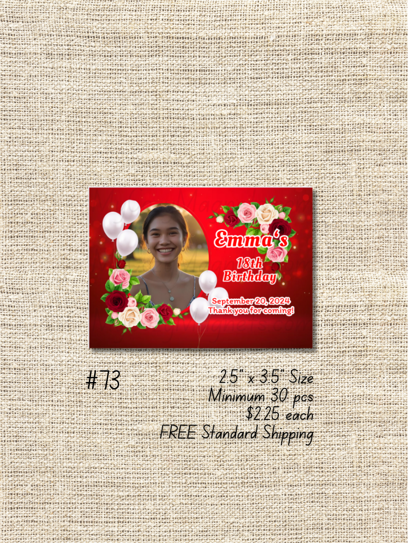 2.5"x3.5" 18th Birthday Bulk Order - Minimum 30 pcs