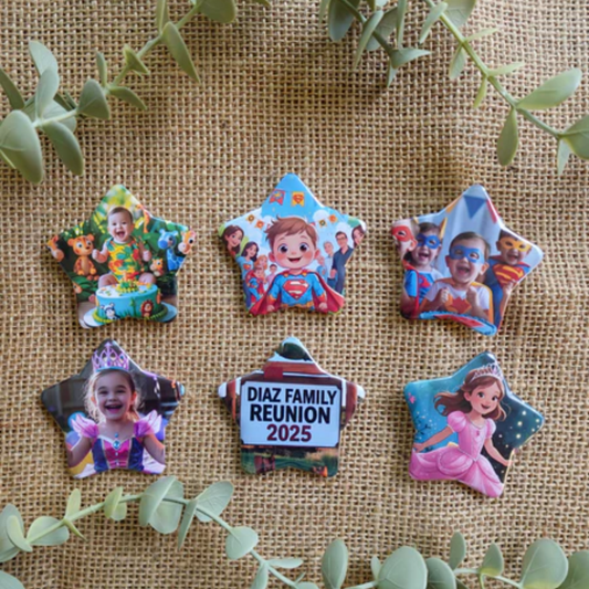 Star Shaped Custom Photo Pins (Set of 9)