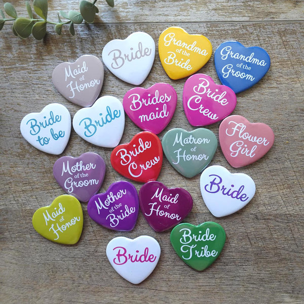 Heart Wedding Party Pins
