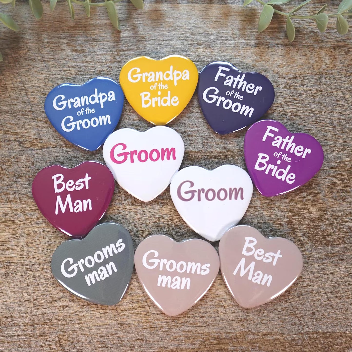 Heart Wedding Party Pins