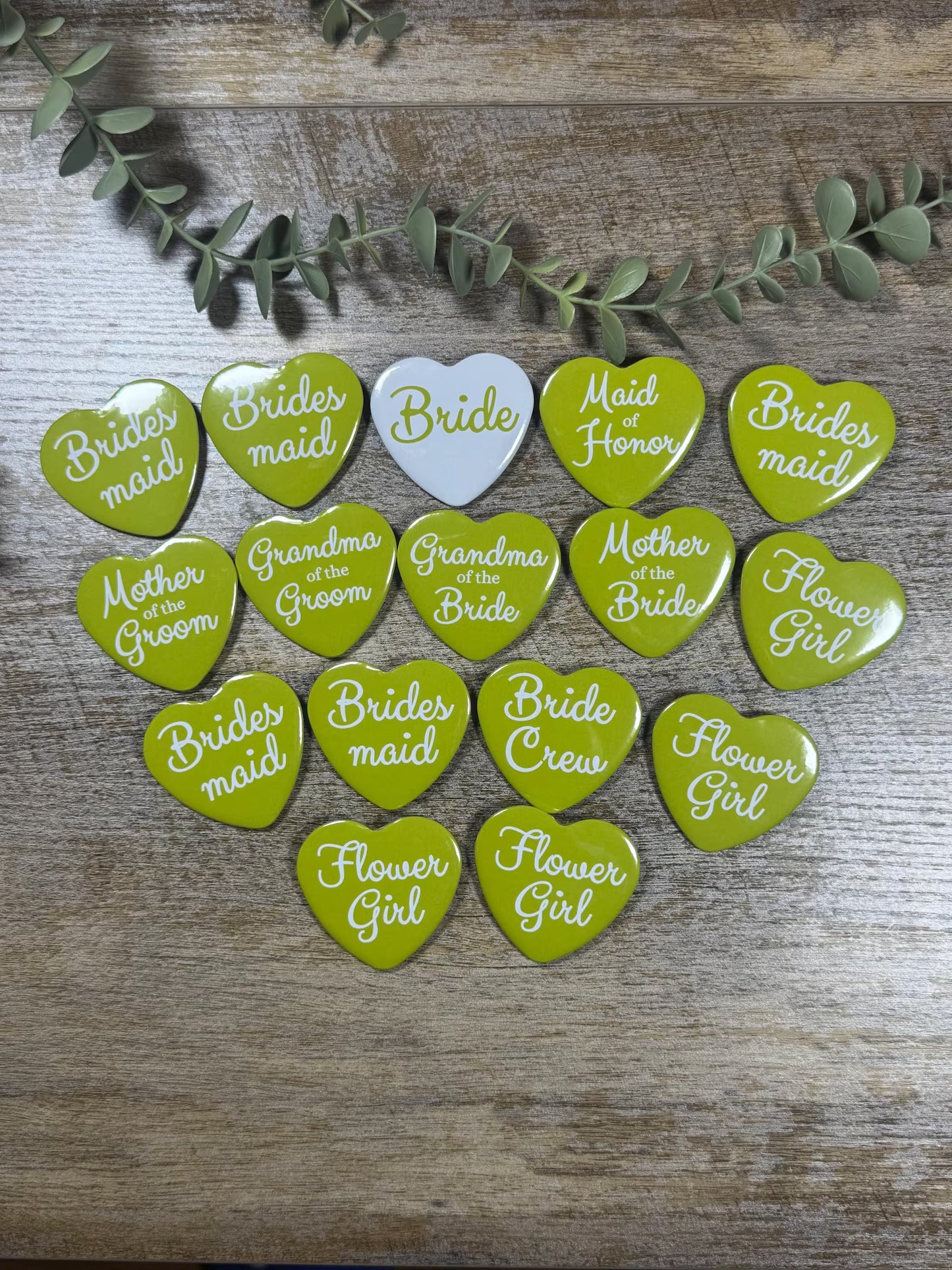 Heart Wedding Party Pins