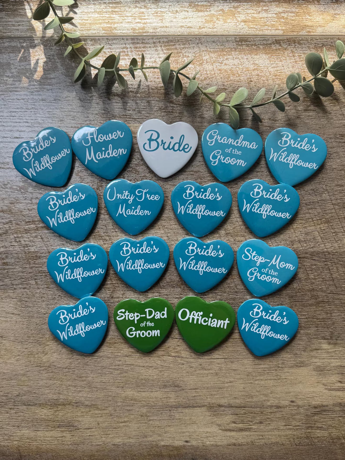 Heart Wedding Party Pins