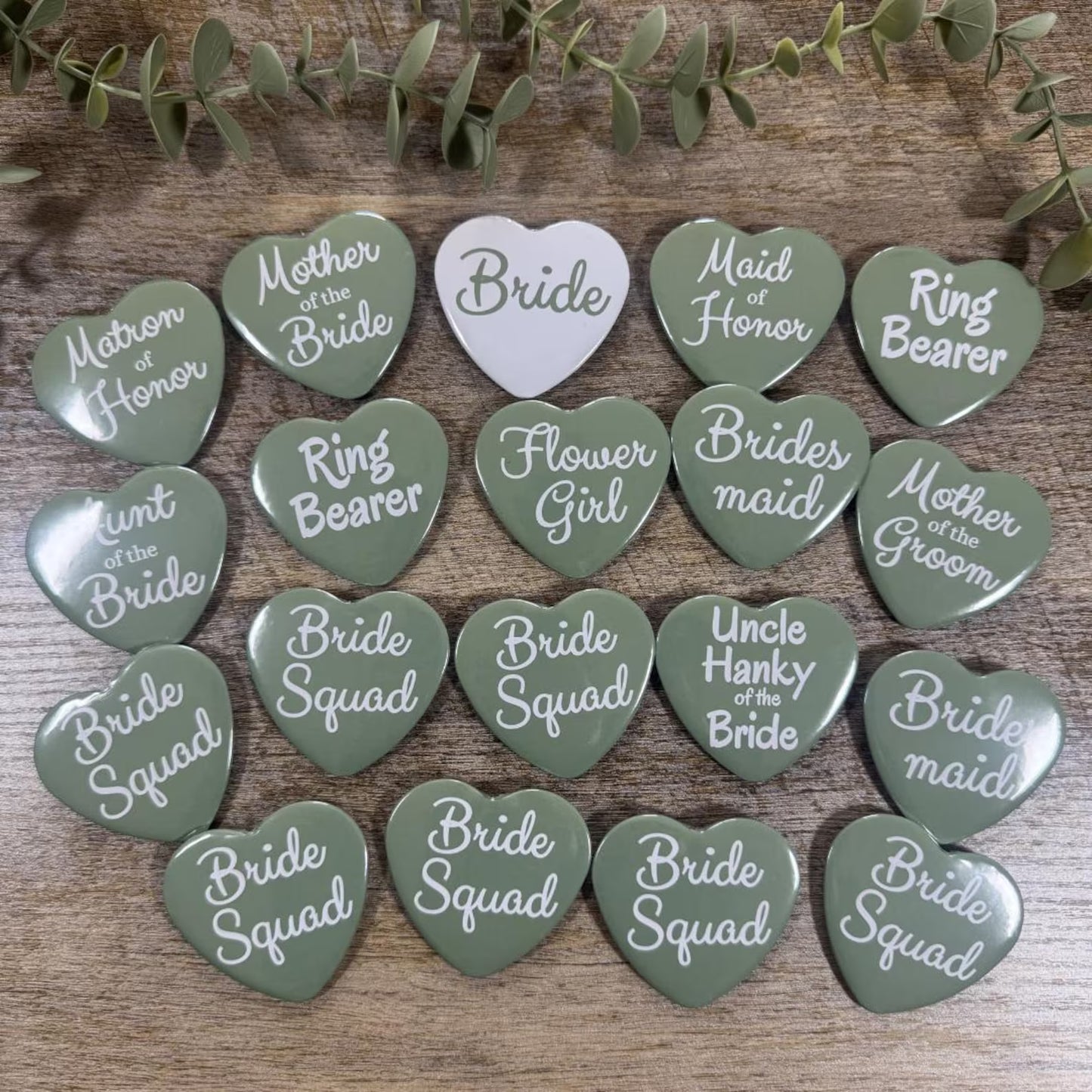 Heart Wedding Party Pins