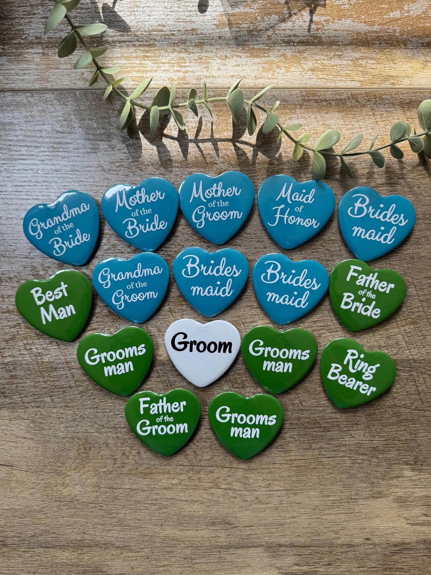 Heart Wedding Party Pins