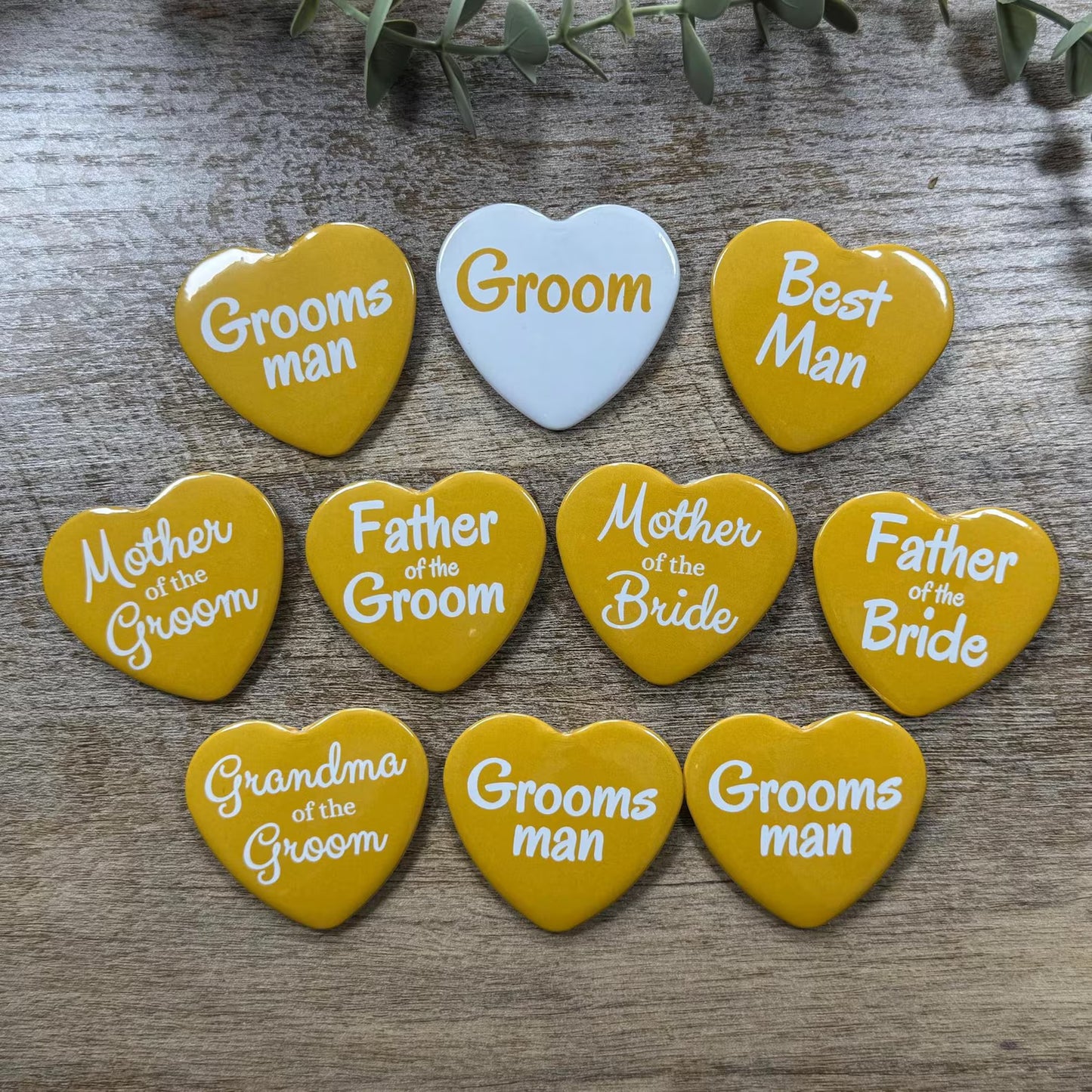 Heart Wedding Party Pins