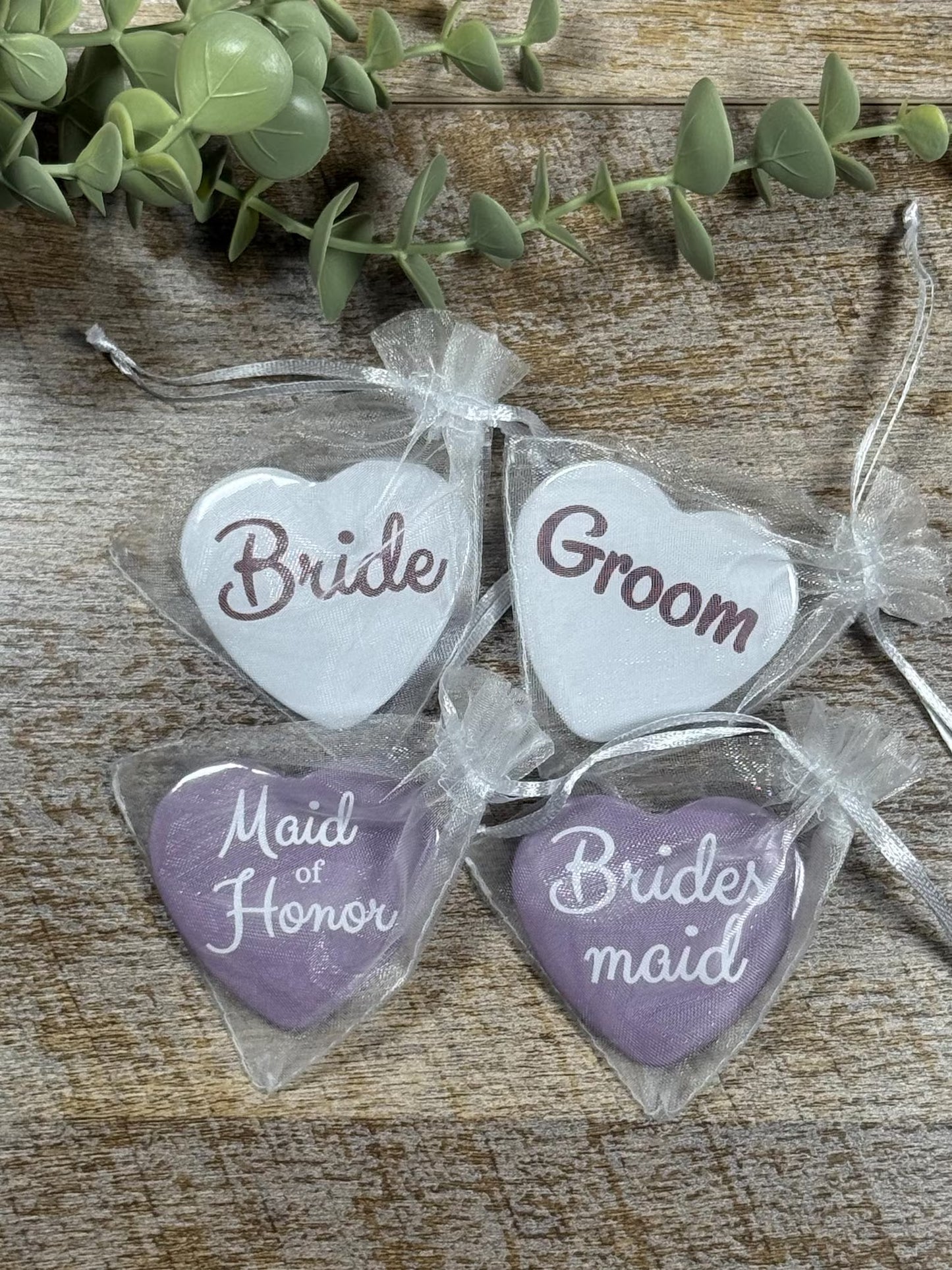 Heart Wedding Party Pins