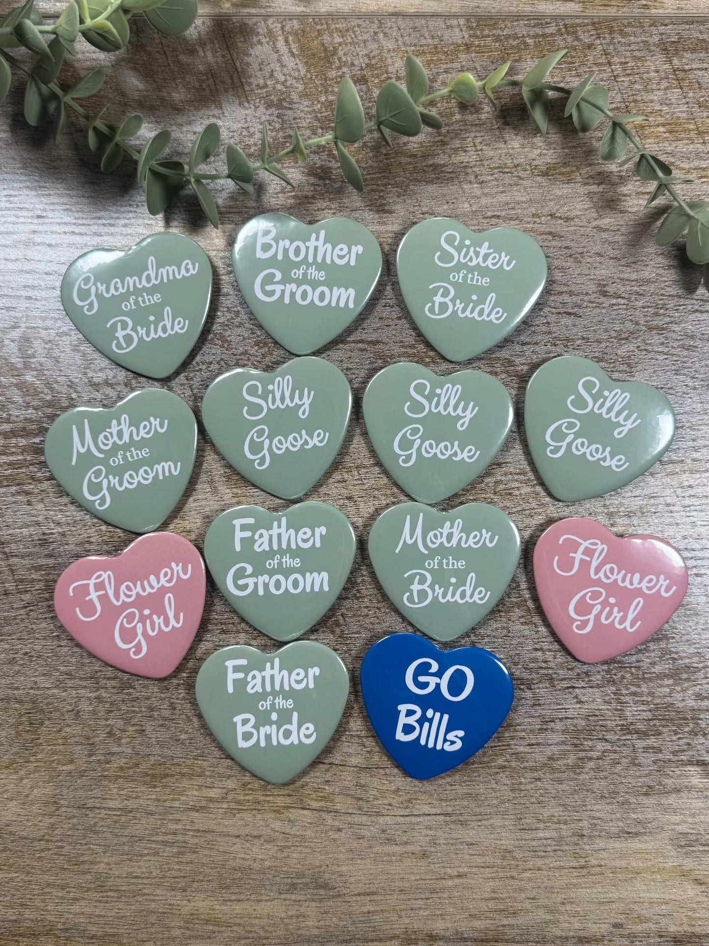 Heart Wedding Party Pins